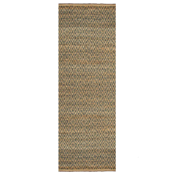 Diamond Hand-Woven Reversible Jute Area Rug - Blue