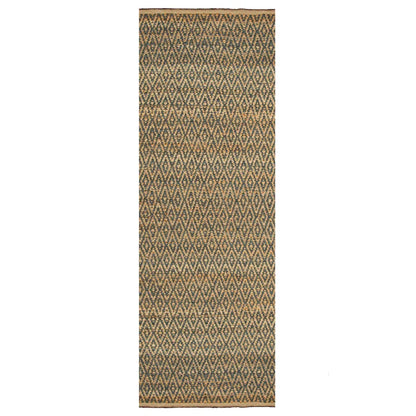 Diamond Hand-Woven Reversible Jute Area Rug - Blue