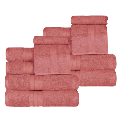 Atlas Cotton Plush Absorbent Heavyweight 12 Piece Assorted Towel Set - Blush