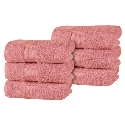 Atlas Cotton Plush Absorbent Heavyweight Luxury Hand Towel Set of 6 - Blush