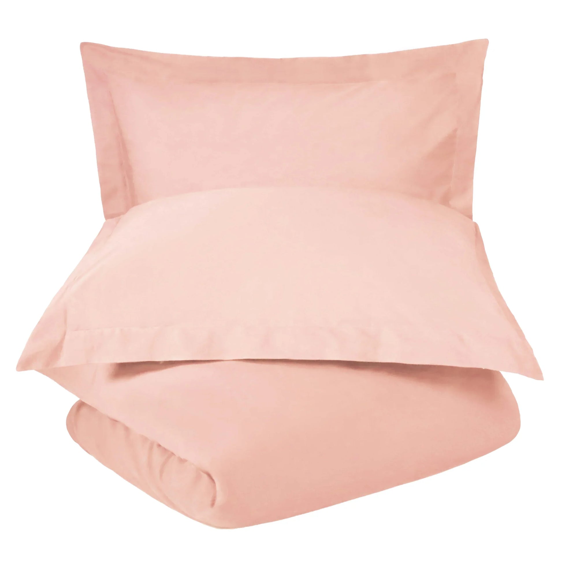 Cotton Percale Modern Traditional Duvet Cover Set - Blush