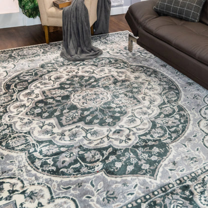 Bodhi Vintage Floral Classic Medallion Indoor Area Rug or Runner - Nightful Blue