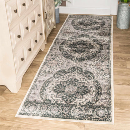 Bodhi Vintage Floral Classic Medallion Indoor Area Rug or Runner - Nightful Blue