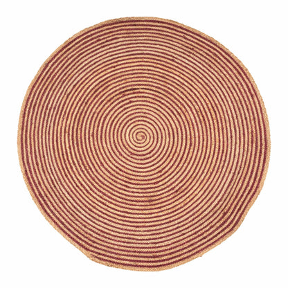  Superior Braided Round Jute Indoor Area Rug - Burgundy