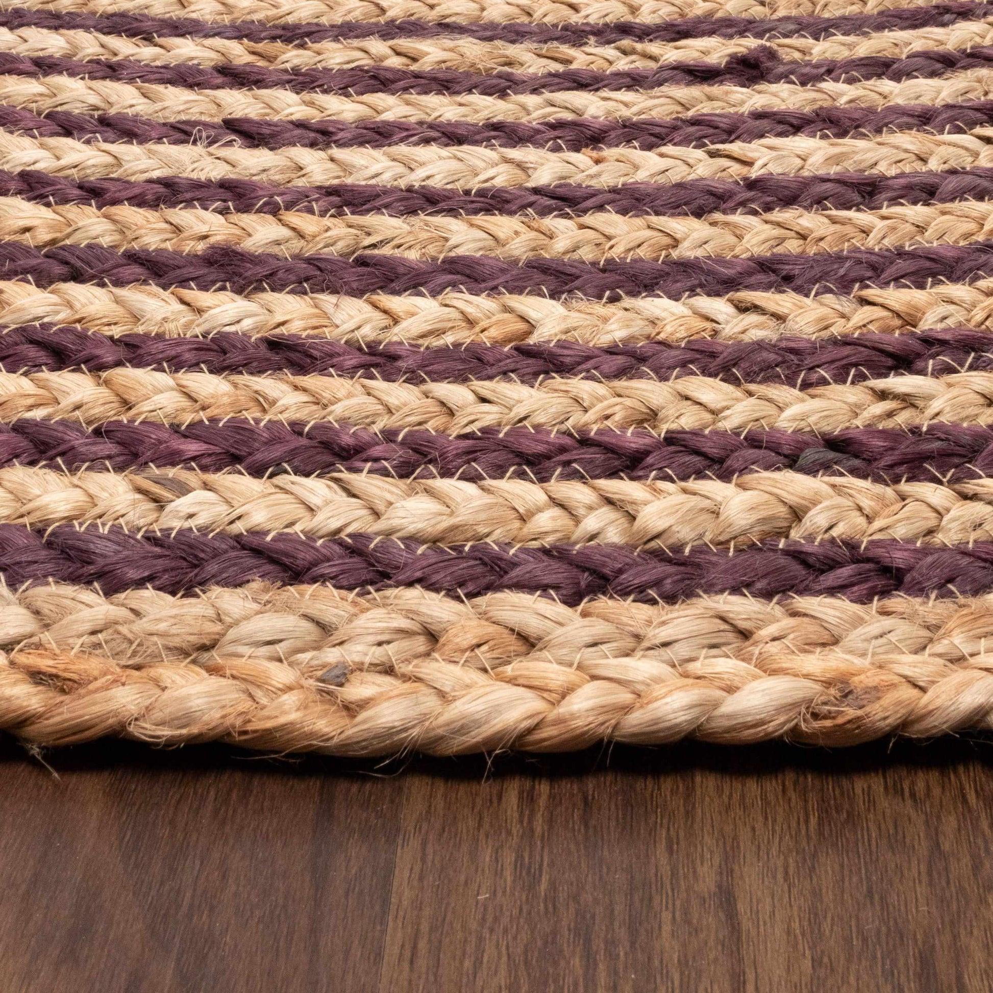  Superior Braided Round Jute Indoor Area Rug - Purple