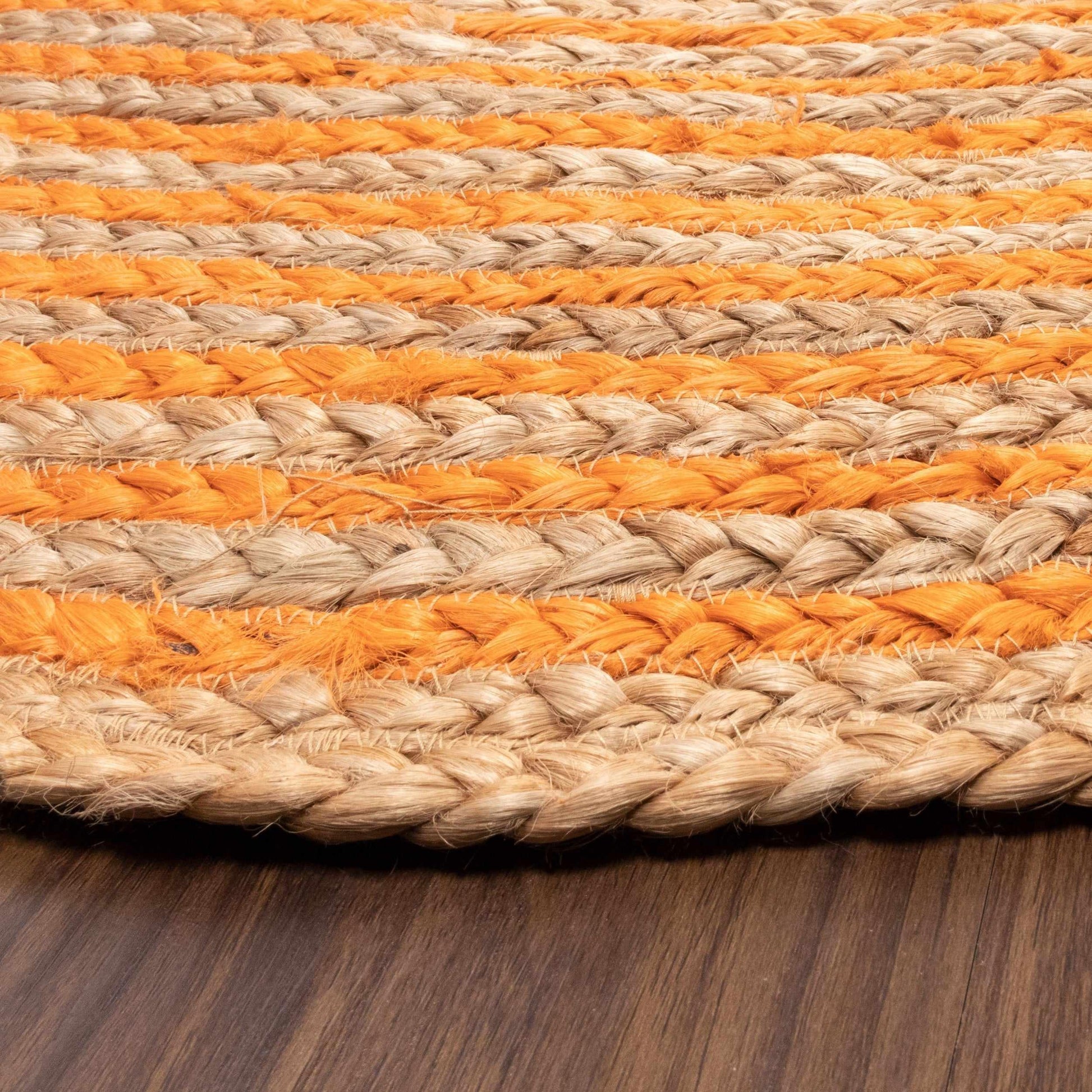  Superior Braided Round Jute Indoor Area Rug - Orange