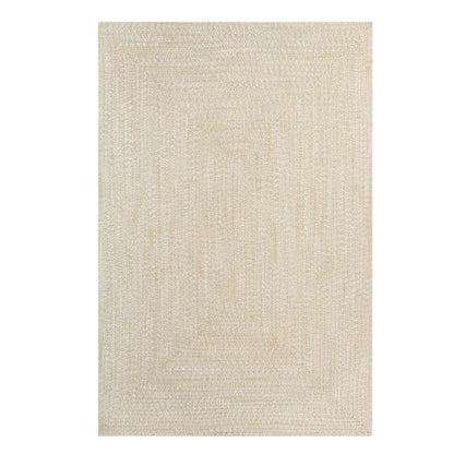 Multi Toned Braided Area Rug Bohemian Indoor Outdoor Rugs - Cream-White