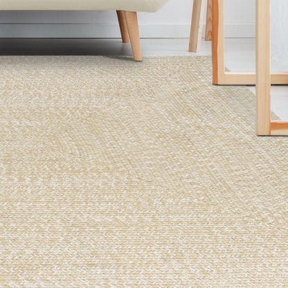 Multi Toned Braided Area Rug Bohemian Indoor Outdoor Rugs - Cream-White