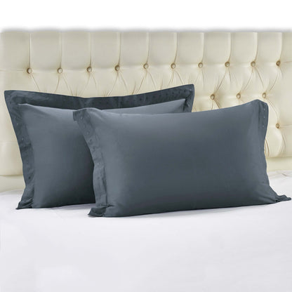 Brandon Diamond Embroidered Solid Cotton Duvet Cover Set - Gray