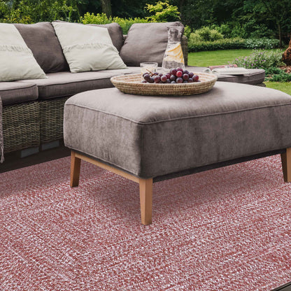 Multi Toned Braided Area Rug Bohemian Indoor Outdoor Rugs - Brick-White