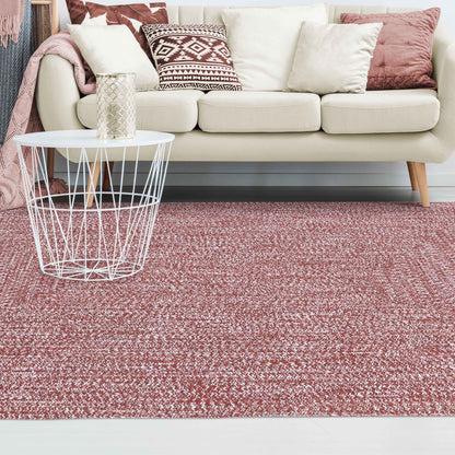 Multi Toned Braided Area Rug Bohemian Indoor Outdoor Rugs - Brick-White