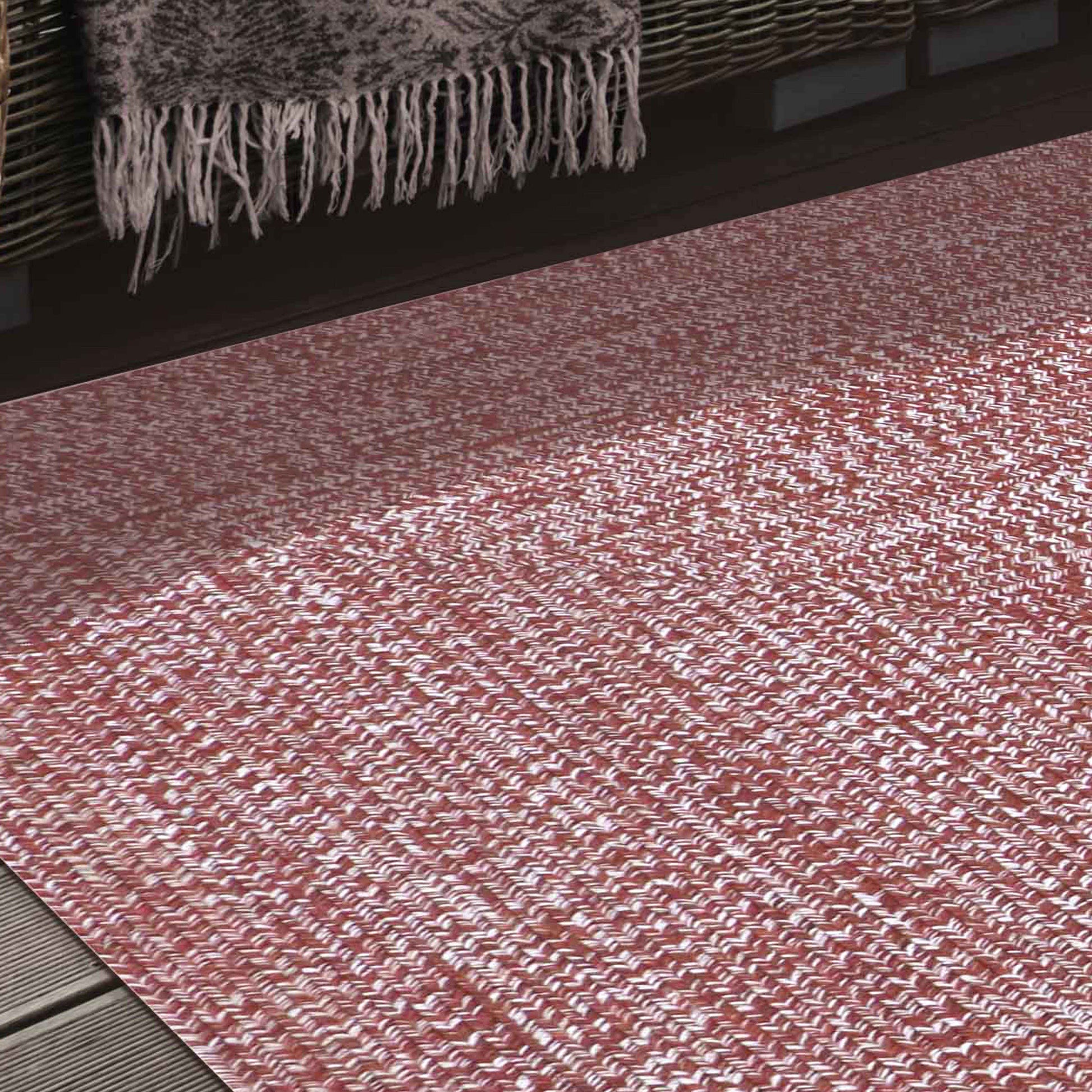 Multi Toned Braided Area Rug Bohemian Indoor Outdoor Rugs - Brick-White