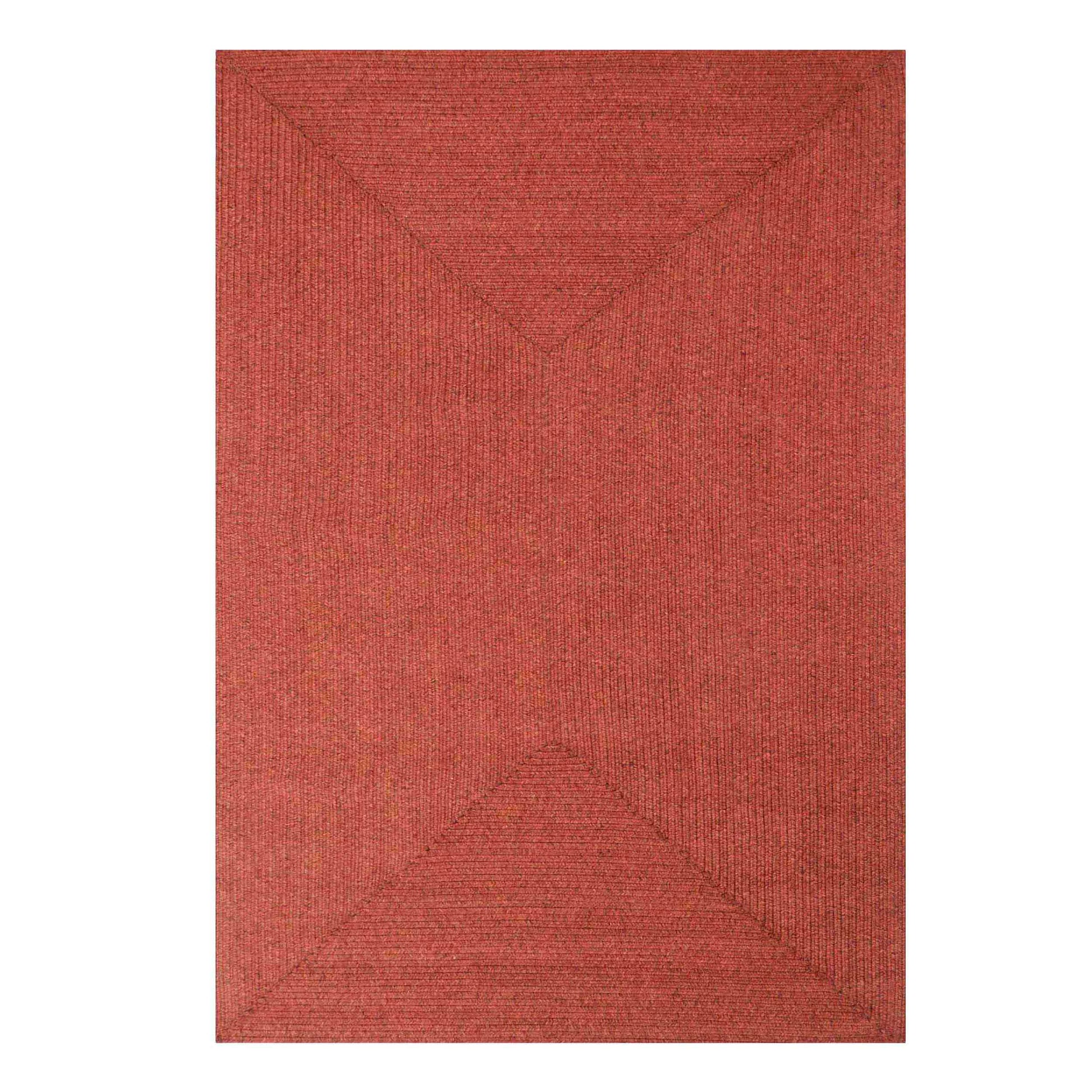 Bohemian Indoor Outdoor Rugs Solid Rectangle Braided Area Rug - Brick