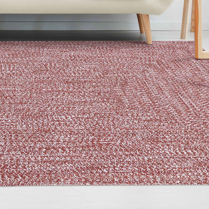 Multi Toned Braided Area Rug Bohemian Indoor Outdoor Rugs - Brick-White