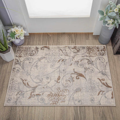 Superior Briony Modern Floral Area Rug - Hazelnut