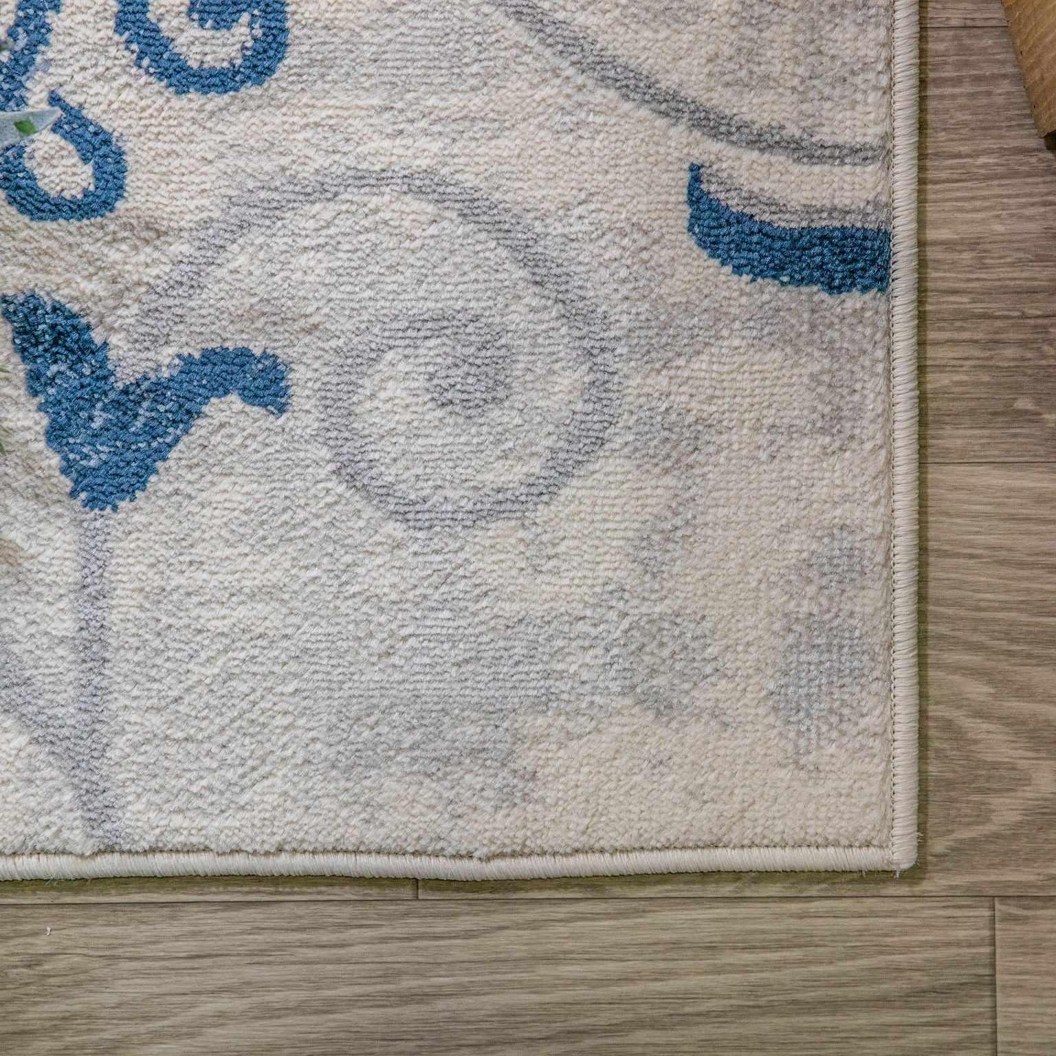 Superior Briony Modern Floral Area Rug - Cobalt BlueSuperior Briony Modern Floral Area Rug - Cobalt Blue