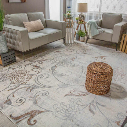 Superior Briony Modern Floral Area Rug - Hazelnut