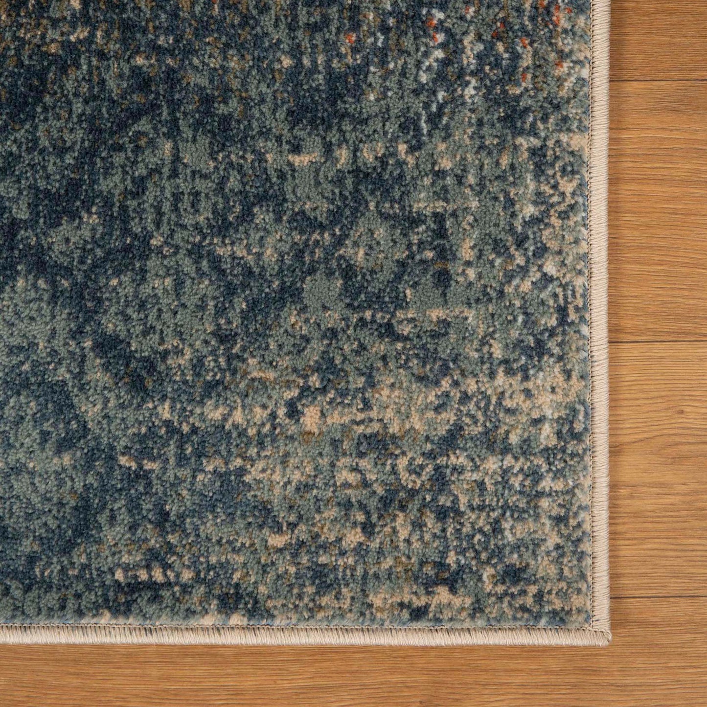 Bristol Distressed Abstract Damask Indoor Area Rug or Runner Rug - MidnightNavy-Salmon