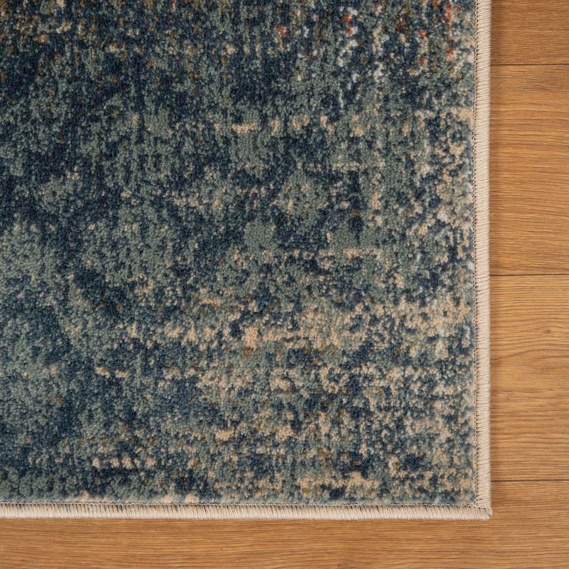 Bristol Distressed Abstract Damask Indoor Area Rug or Runner Rug - MidnightNavy-Salmon