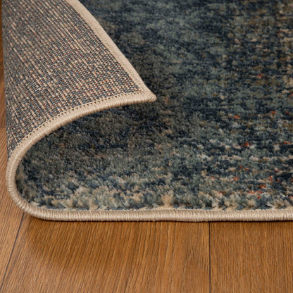 Bristol Distressed Abstract Damask Indoor Area Rug or Runner Rug - MidnightNavy-Salmon