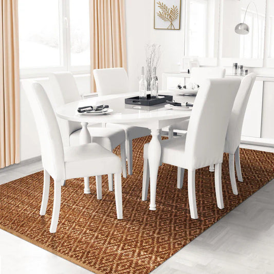 Diamond Hand-Woven Reversible Jute Area Rug - Brown