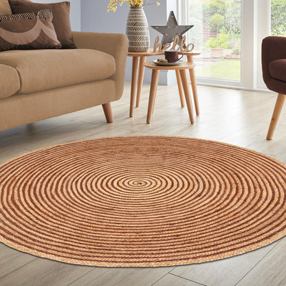 Braided Jute Reversible Round Indoor Outdoor Area Rug - Brown