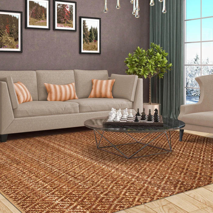 Diamond Hand-Woven Reversible Jute Area Rug - Brown