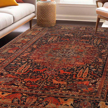Copley Bohemian Oriental Medallion Wildlife Indoor Area Rug - Brown