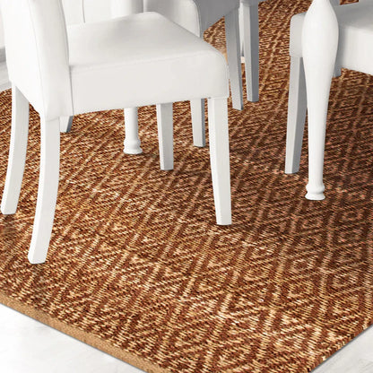 Diamond Hand-Woven Reversible Jute Area Rug - Brown