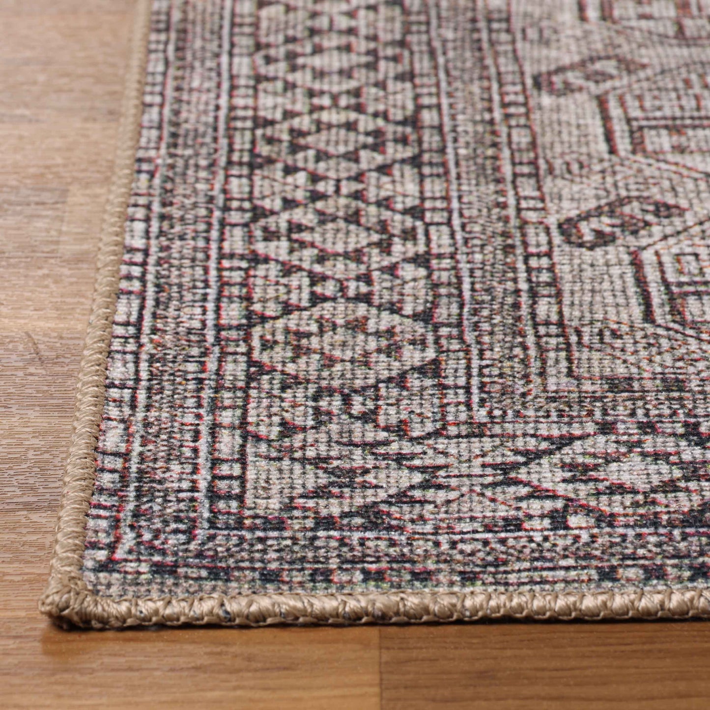 Vintage Oriental Geometric Power-Loomed Indoor Area Rug - Brown