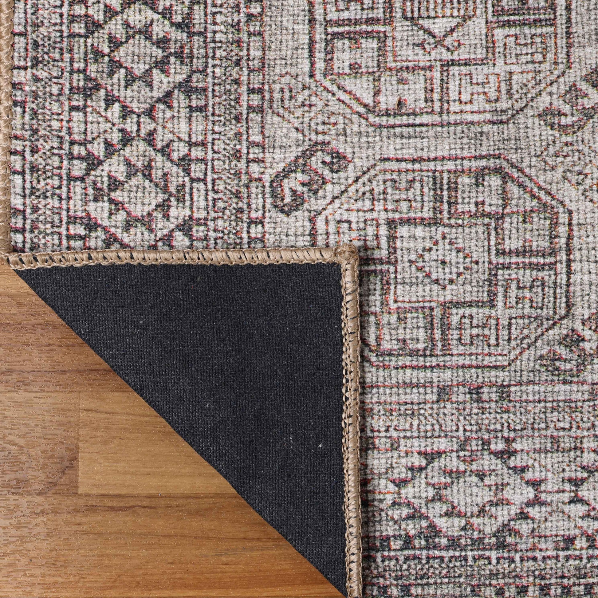 Vintage Oriental Geometric Power-Loomed Indoor Area Rug - Brown