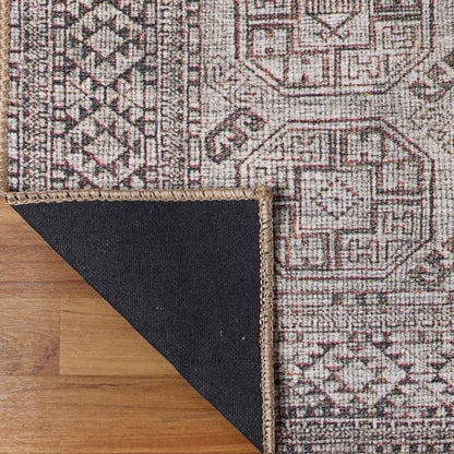 Vintage Oriental Geometric Power-Loomed Indoor Area Rug - Brown