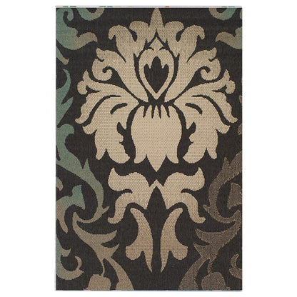 Lowell Traditional Damask Indoor Outdoor Area Rug - Brown