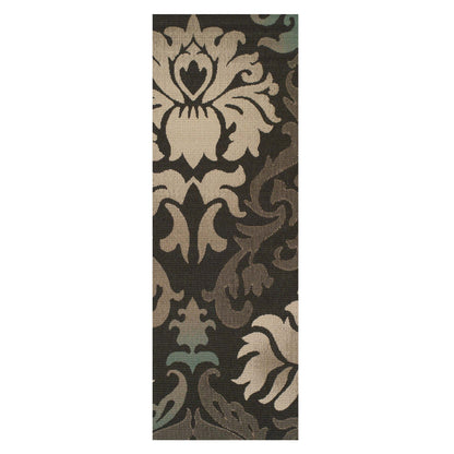 Lowell Traditional Damask Indoor Outdoor Area Rug - Brown