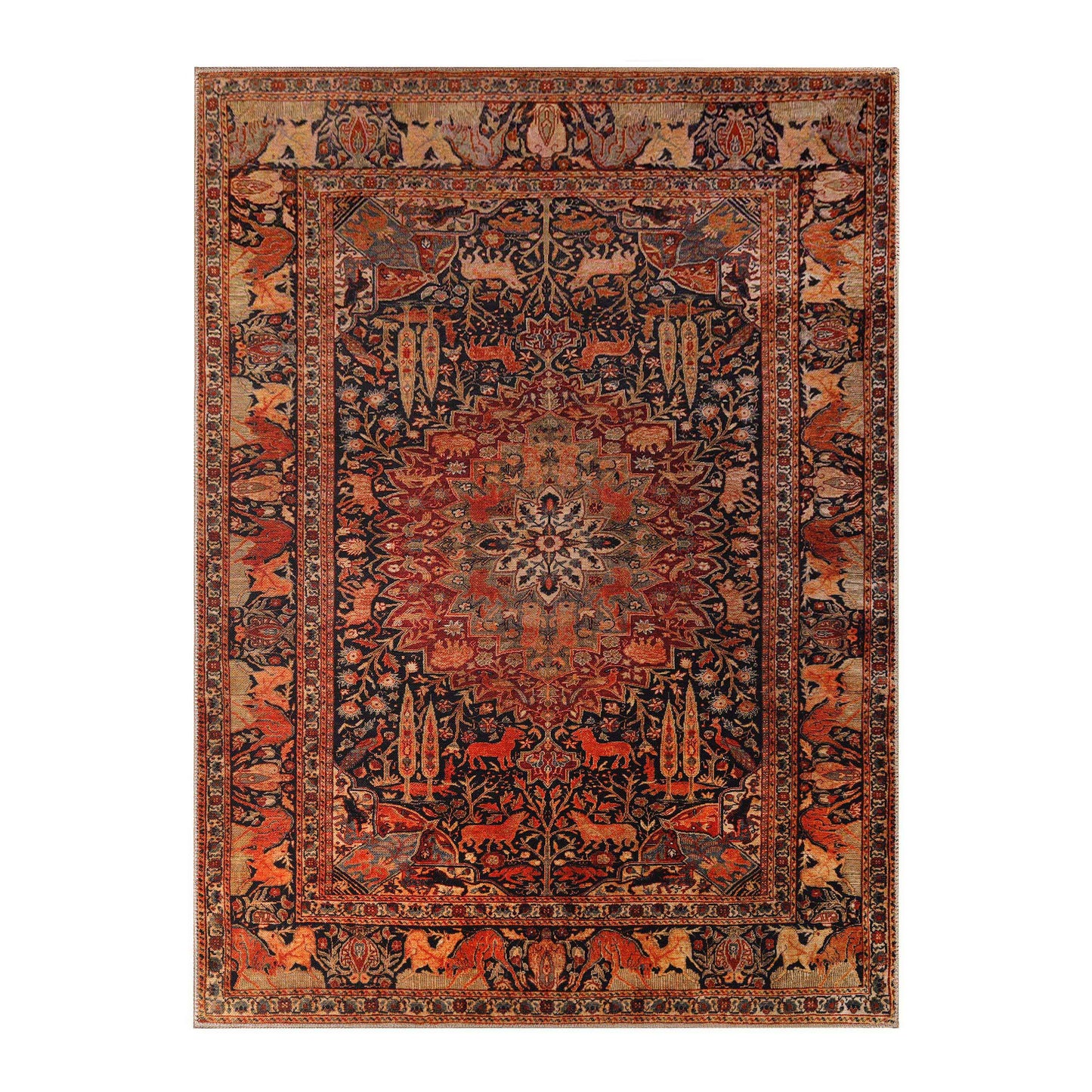 Copley Bohemian Oriental Medallion Wildlife Indoor Area Rug - Brown