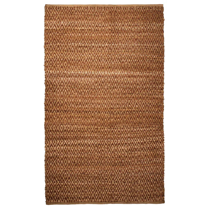 Diamond Hand-Woven Reversible Jute Area Rug - Brown