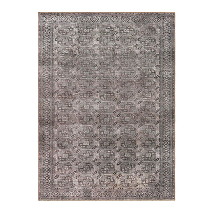 Vintage Oriental Geometric Power-Loomed Indoor Area Rug - Brown