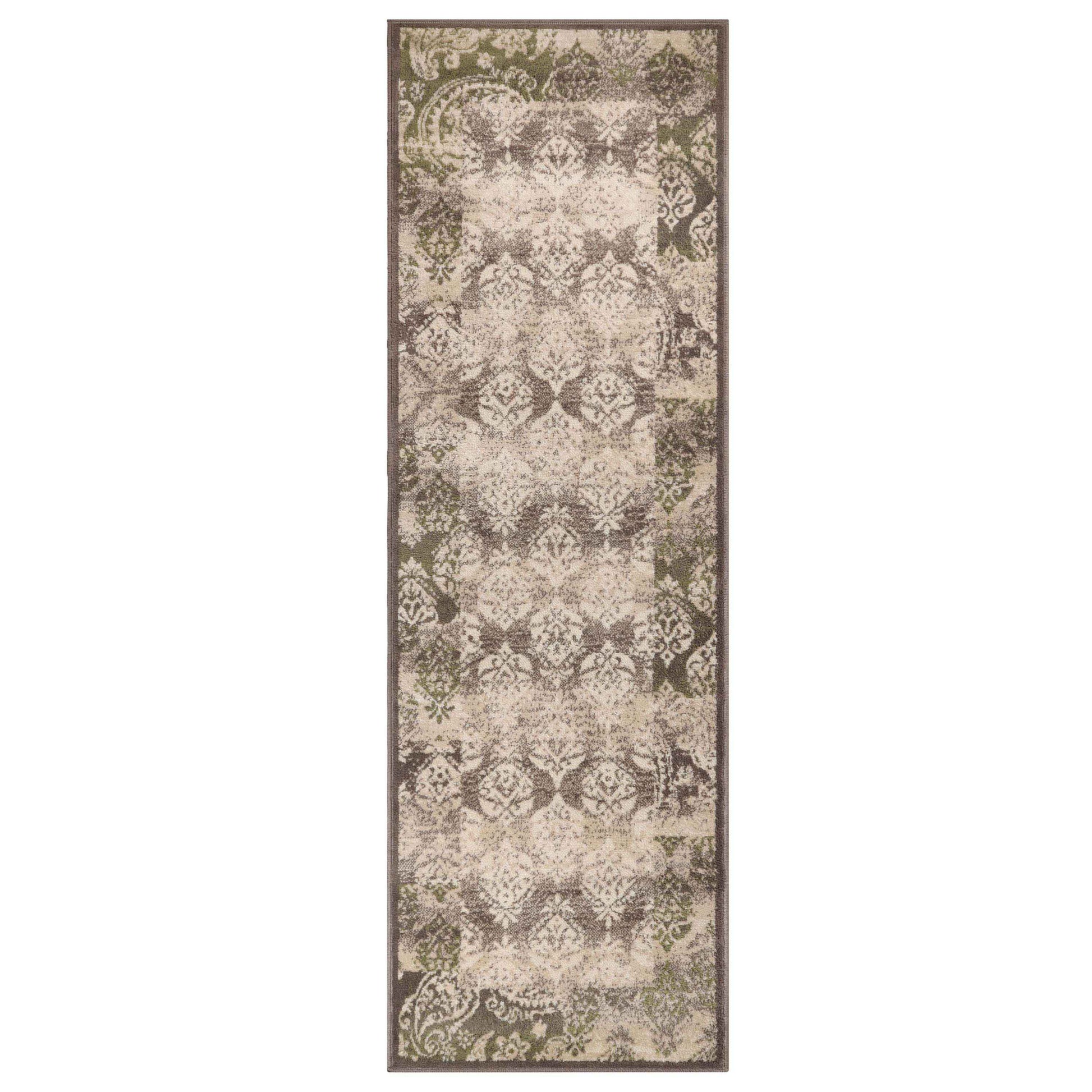 Mystique Distressed Damask Contemporary Area Rug - Brown