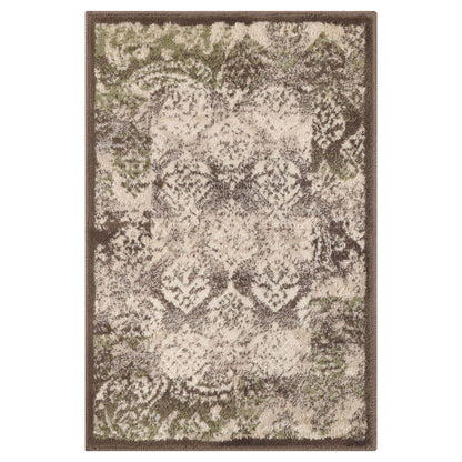 Mystique Distressed Damask Contemporary Area Rug - Brown