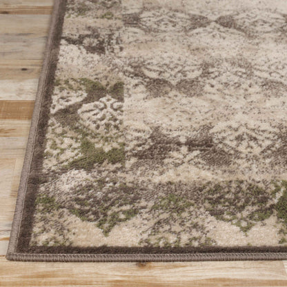 Mystique Distressed Damask Contemporary Area Rug - Brown