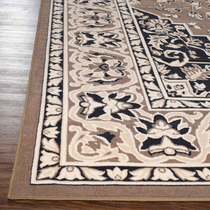 Glendale Traditional Floral Medallion Indoor Area Rug or Runner Rug - Brown