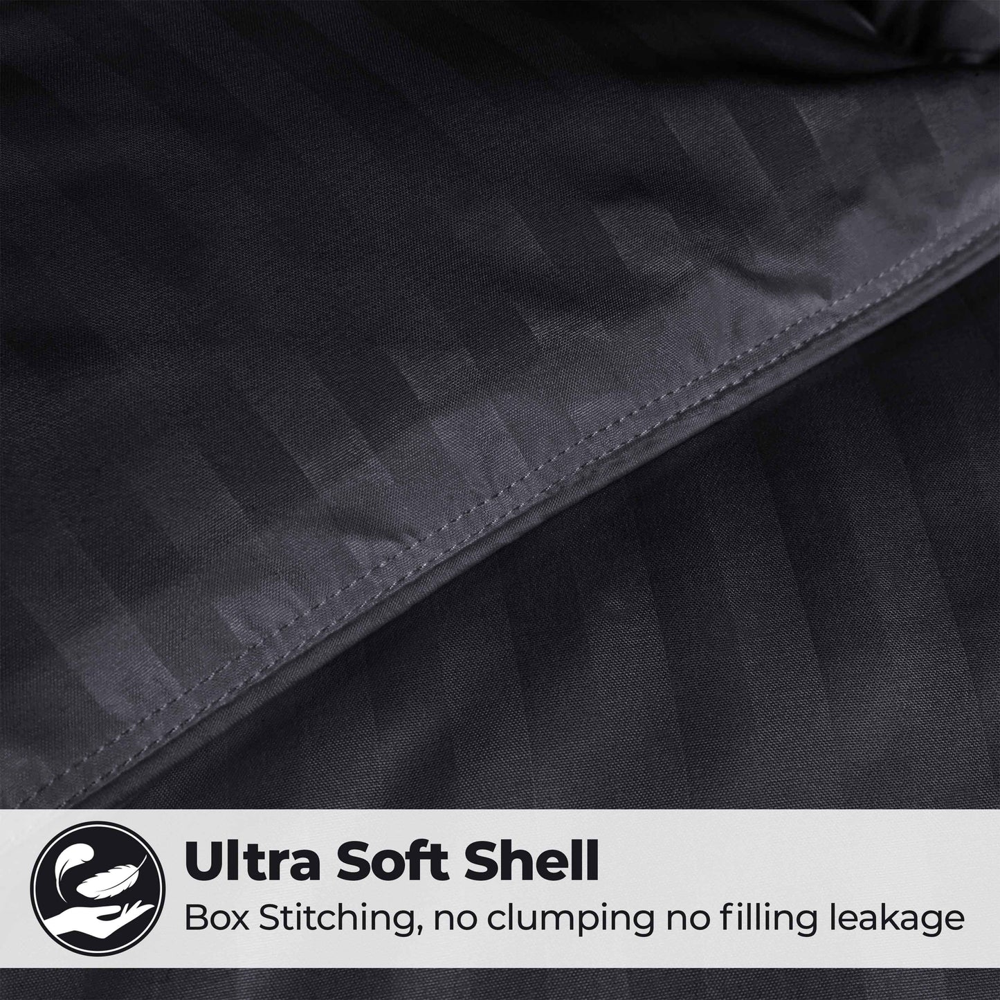 Brushed Microfiber Down Alternative Medium Weight Striped Comforter - Black