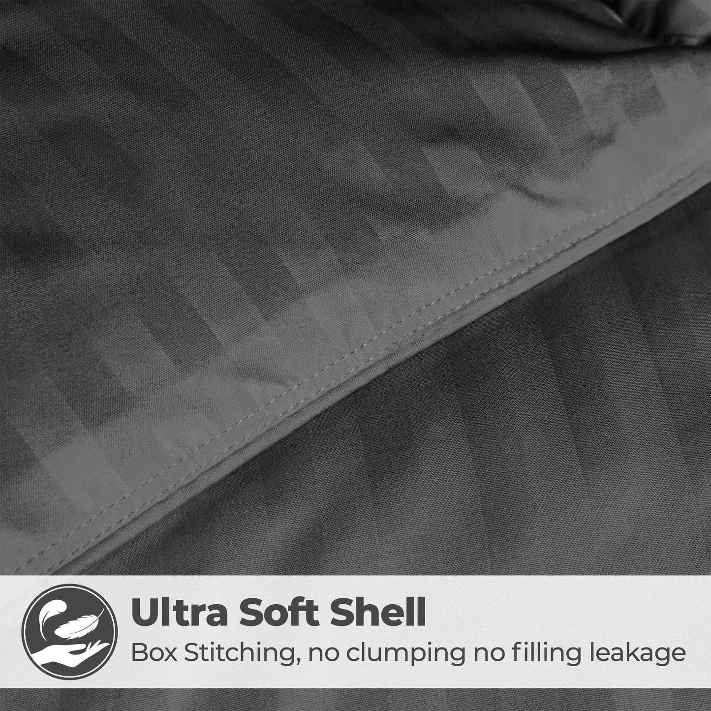 Brushed Microfiber Down Alternative Medium Weight Striped Comforter - Charcoal