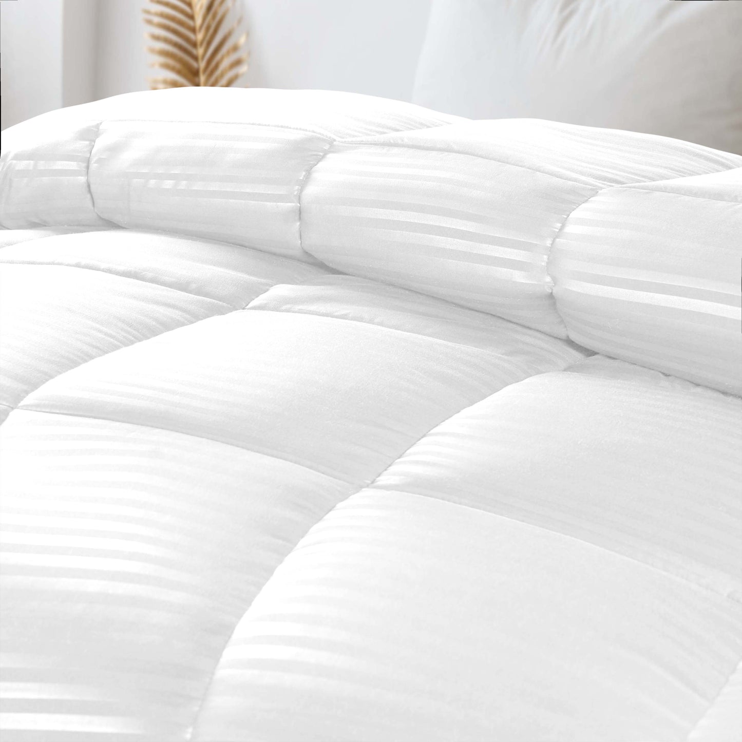 Brushed Microfiber Down Alternative Medium Weight Striped Comforter - White