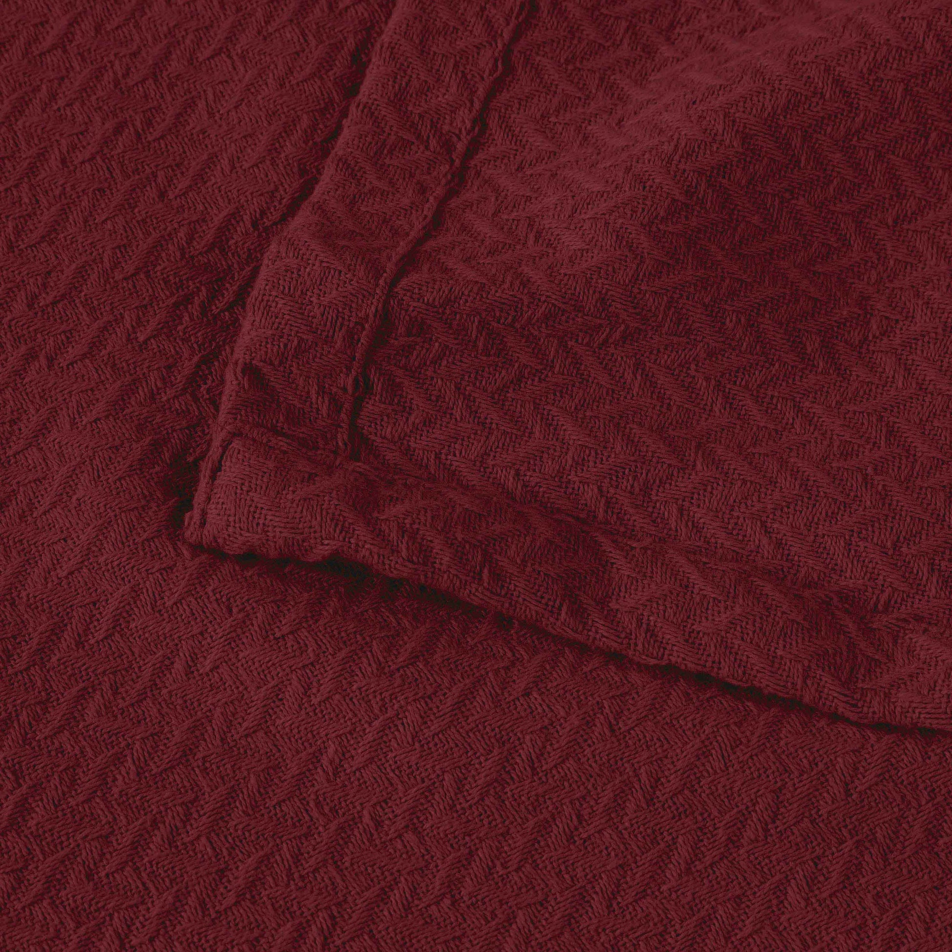 Nobel Cotton Textured Jacquard Chevron Lightweight Woven Blanket - Burgundy