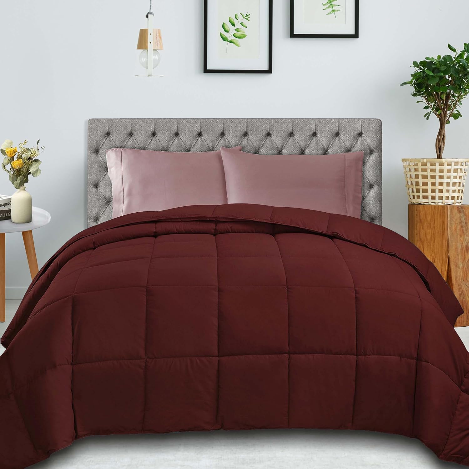 Classic All-Season Reversible Down Alternative Comforter - Burgundy