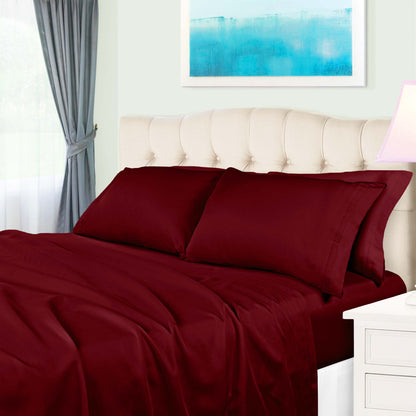 Superior Premium 650 Thread Count Egyptian Cotton Solid Deep Pocket Sheet Set - Burgundy