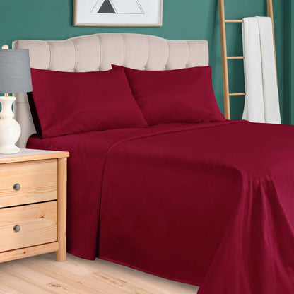 Egyptian Cotton 300 Thread Count Solid Deep Pocket Sheet Set - Burgundy