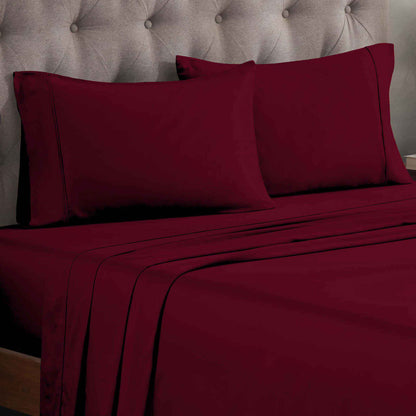 Egyptian Cotton 300 Thread Count Solid Deep Pocket Sheet Set - Burgundy