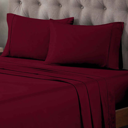 400 Thread Count Egyptian Cotton Solid Deep Pocket Sheet Set - Burgundy